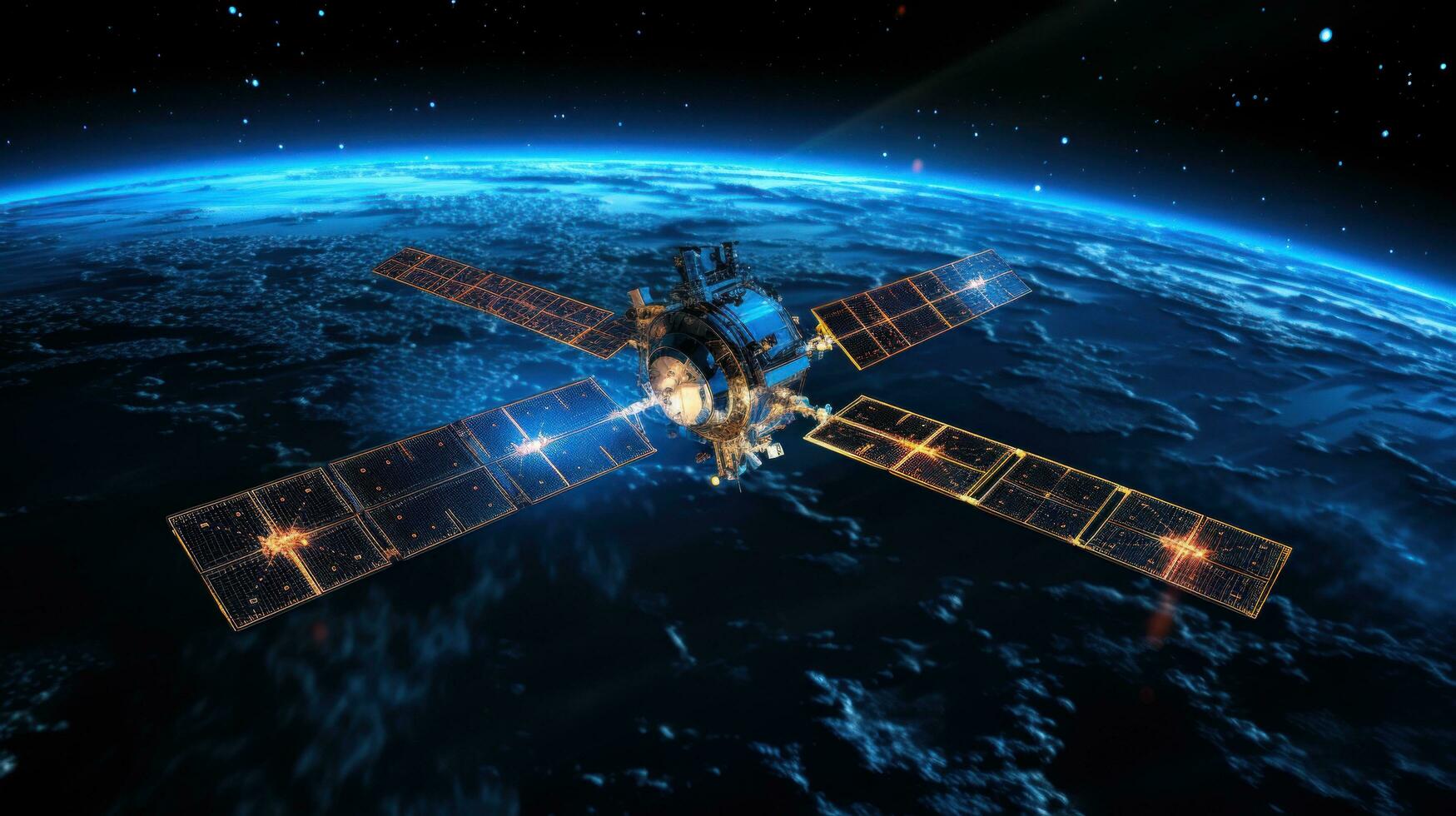 Astronomie Satelliten beobachten Erde beim Nacht von Raum foto