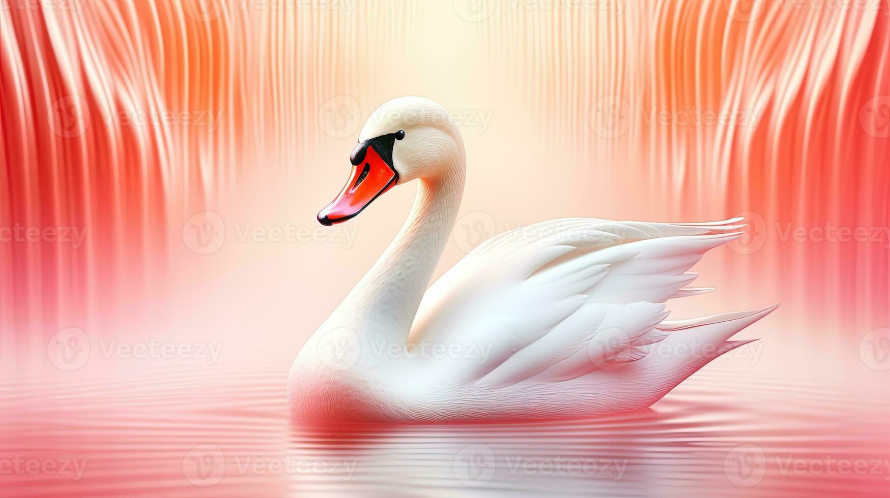 schließen oben von ein stumm Schwan isoliert auf ein Rosa Hintergrund. ai generativ foto