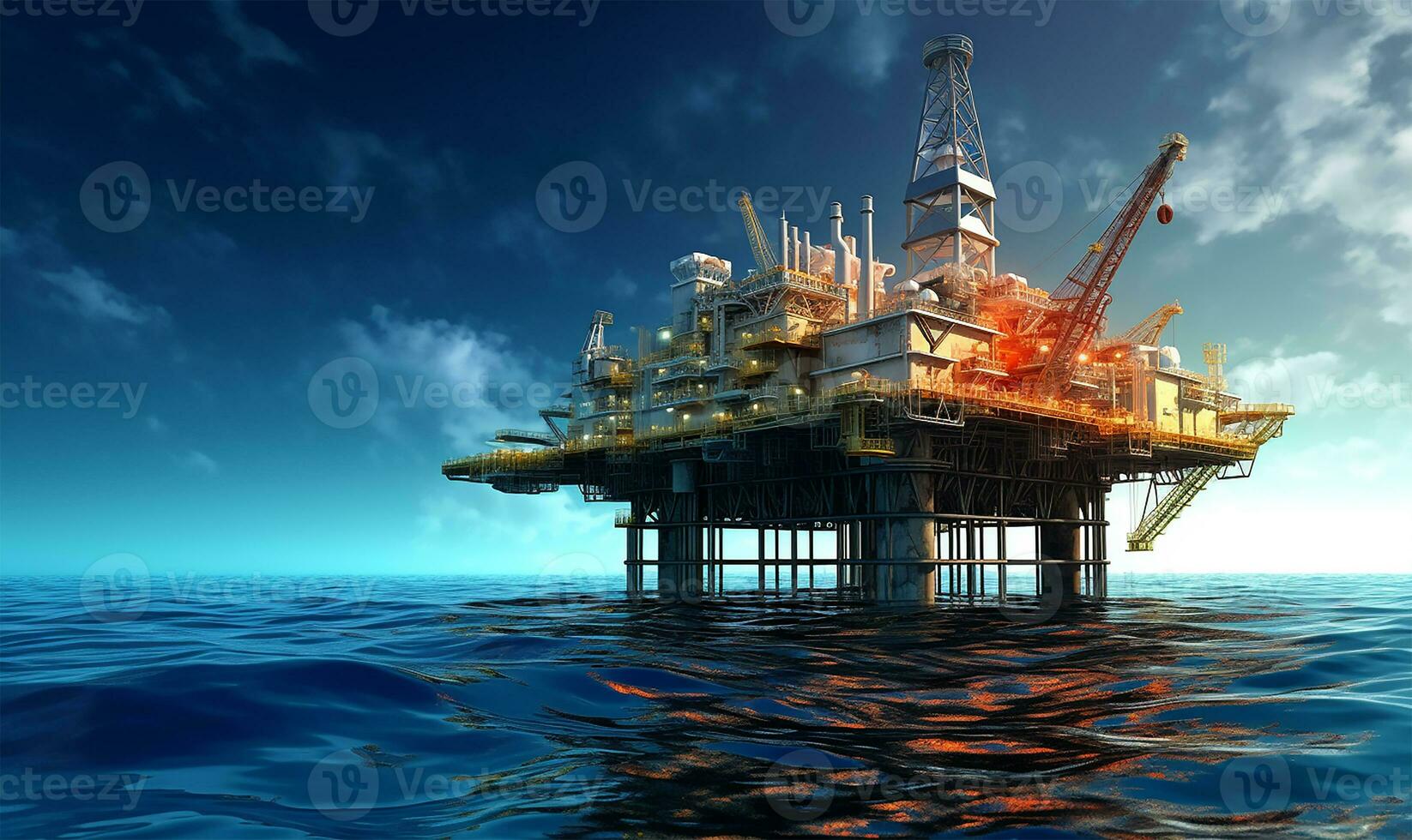 Öl Plattform gelegen im das Ozean. ai generiert foto