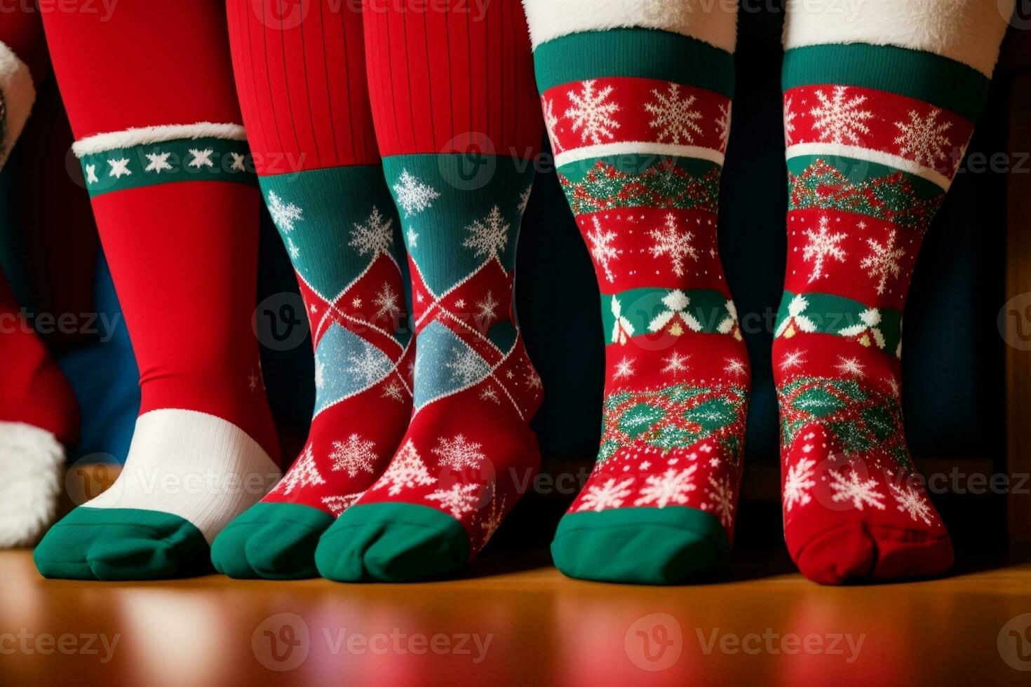 festlich und gemütlich Weihnachten Socken zum das Urlaub Jahreszeit. ai generiert. foto