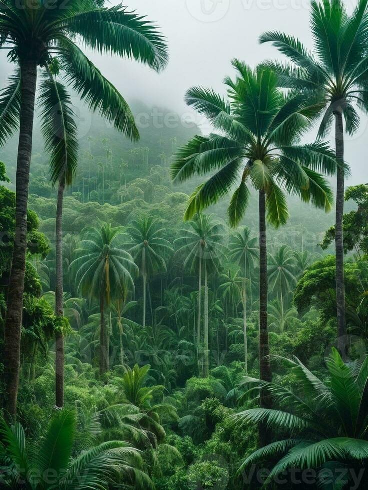 grün Paradies erkunden das zauberhaft tropisch Wald. ai generiert. foto