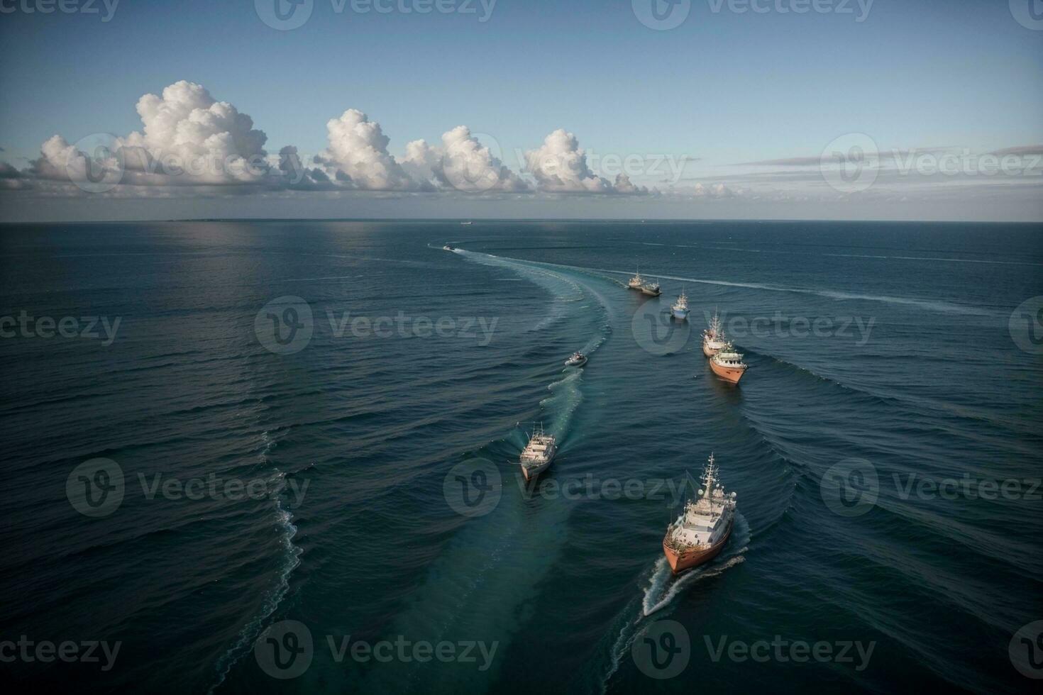 ozeanisch Symphonie Angeln Boote inmitten beschwingt Koralle Riffe. ai generiert. foto