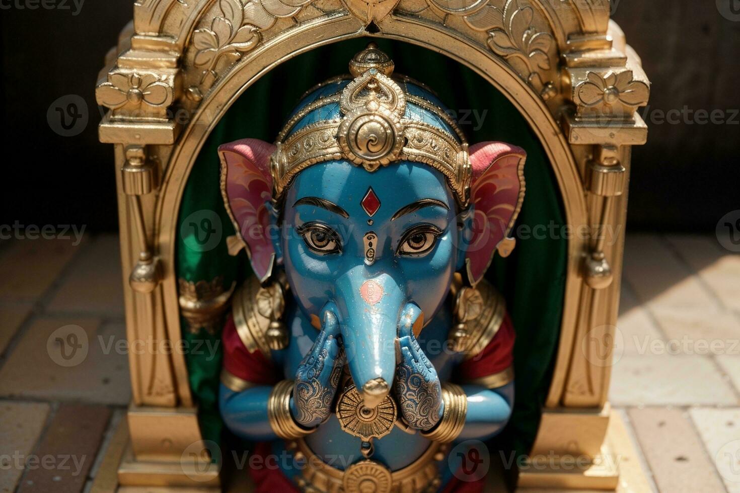 göttlich Schönheit ein fesselnd schließen oben von Ganesha Idol. ai generiert. foto