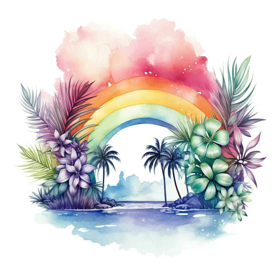 Aquarell Regenbogen Illustration, Blumen- Kunst, Clip Art, Single Element zum Design auf Weiß Hintergrund. generativ ai foto