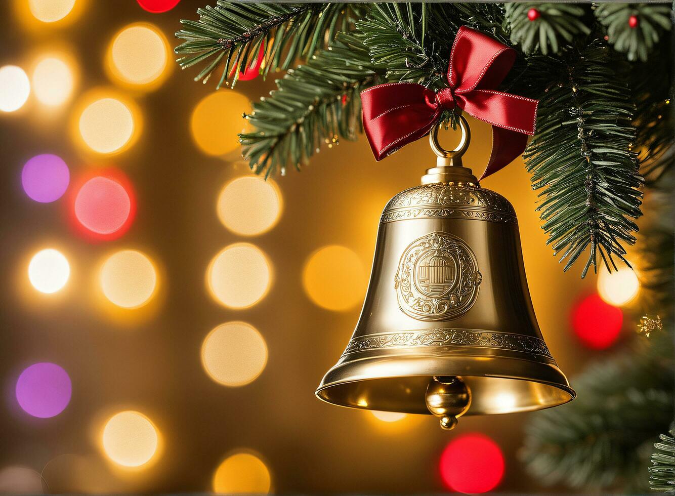 dekoriert Weihnachten Baum mit Ball, Glocke und viele mehr. ai generativ foto