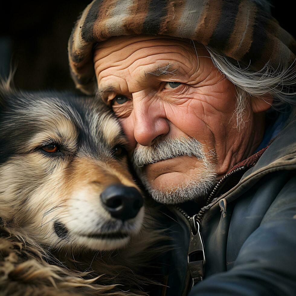 unzerbrechlich Fesseln. erkunden das Mensch mit Haustier Hund Verbindung. ai generativ foto