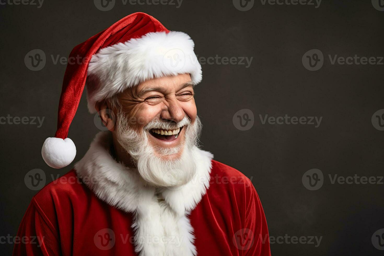 ai generiert Porträt von gut aussehend lächelnd Mann im Santa claus tragen foto