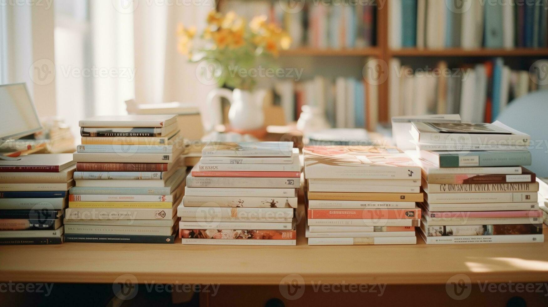 organisiert lesen Freude Bücher auf ein sauber Tabelle foto