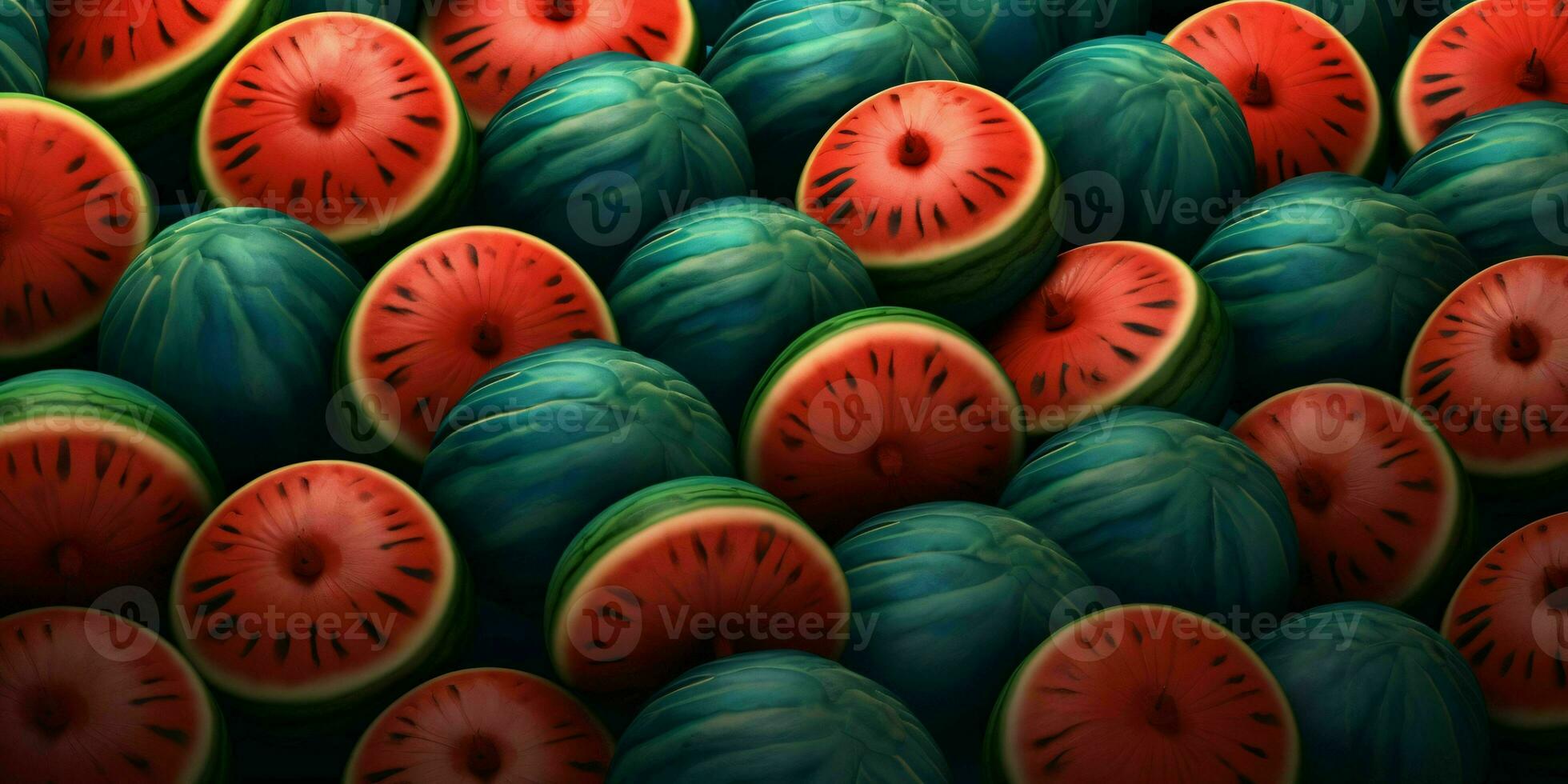 geschnitten Wassermelonen Hintergrund. Haufen von Wassermelonen. generativ ai foto