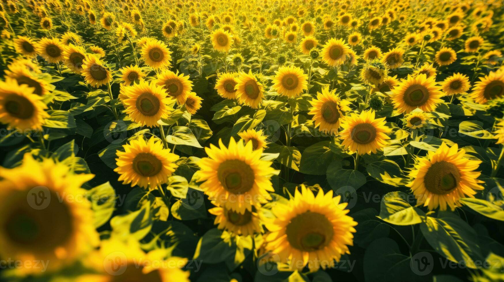 Sonnenlicht und Sonnenblumen ein hell und bunt Hintergrund zum Sommer- ai generiert foto