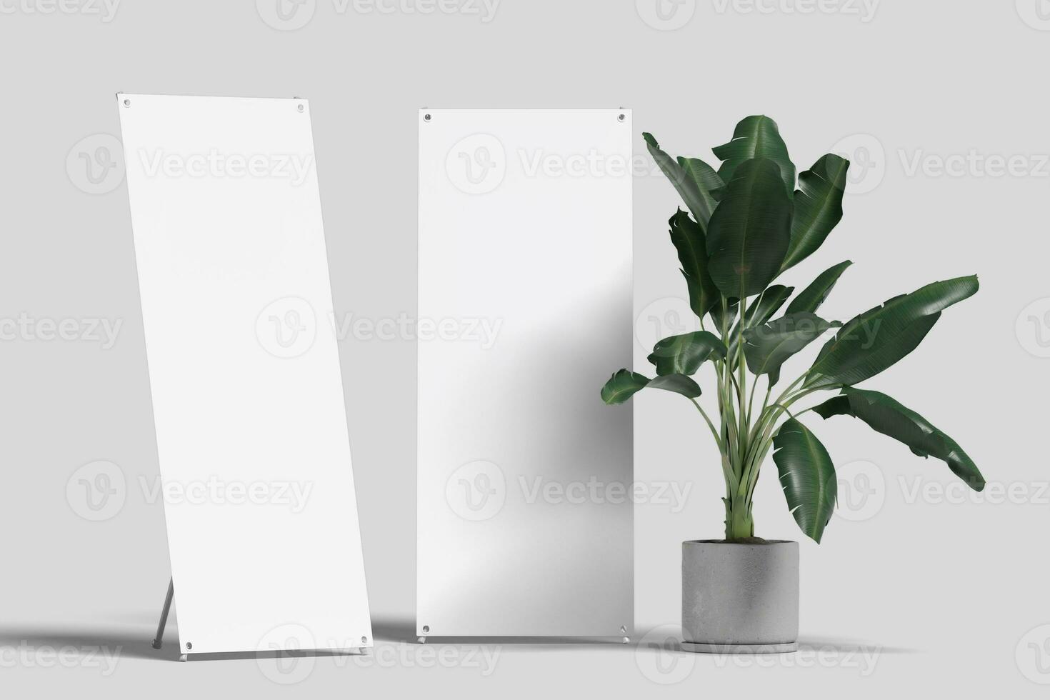 realistisch x Stand Banner Illustration zum Attrappe, Lehrmodell, Simulation. 3d machen. foto