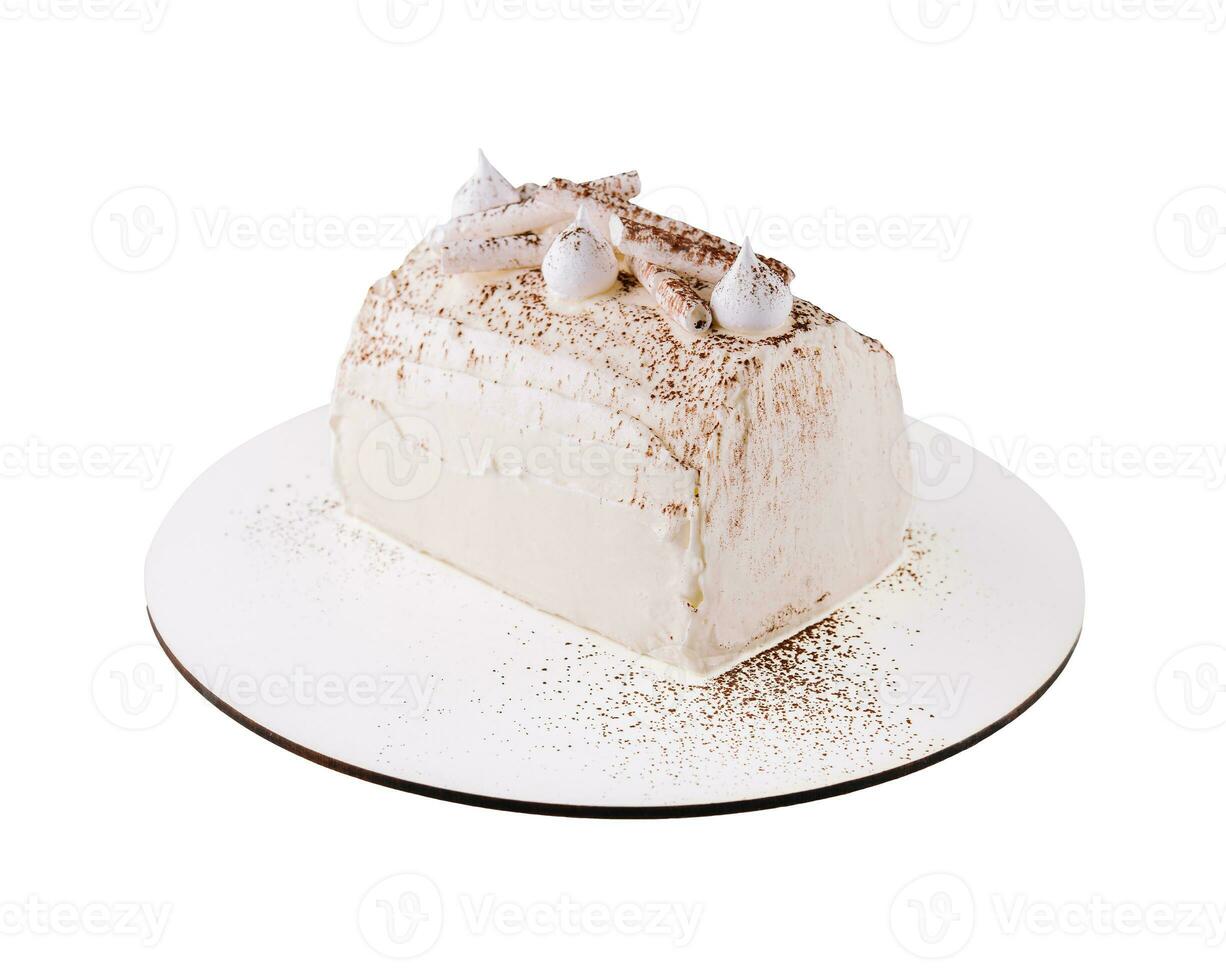 ausgepeitscht Sahne Kuchen auf Weiß Teller foto
