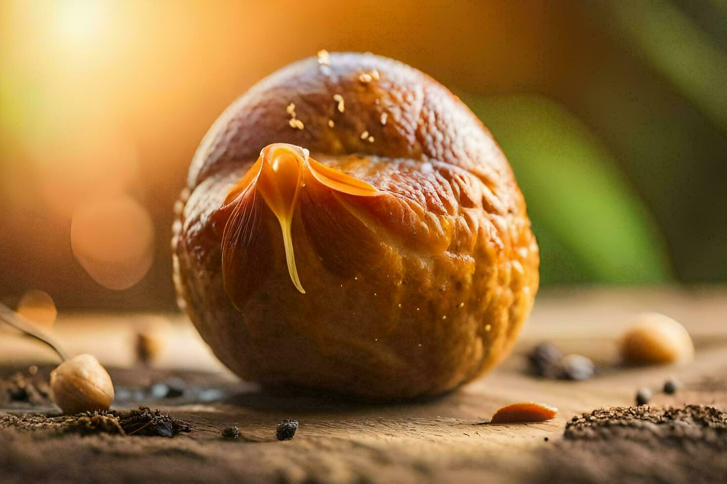 ein schließen oben von ein getrocknet Frucht. KI-generiert foto