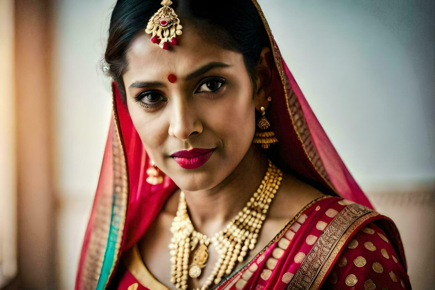 ein indisch Braut im traditionell Kleidung. KI-generiert foto