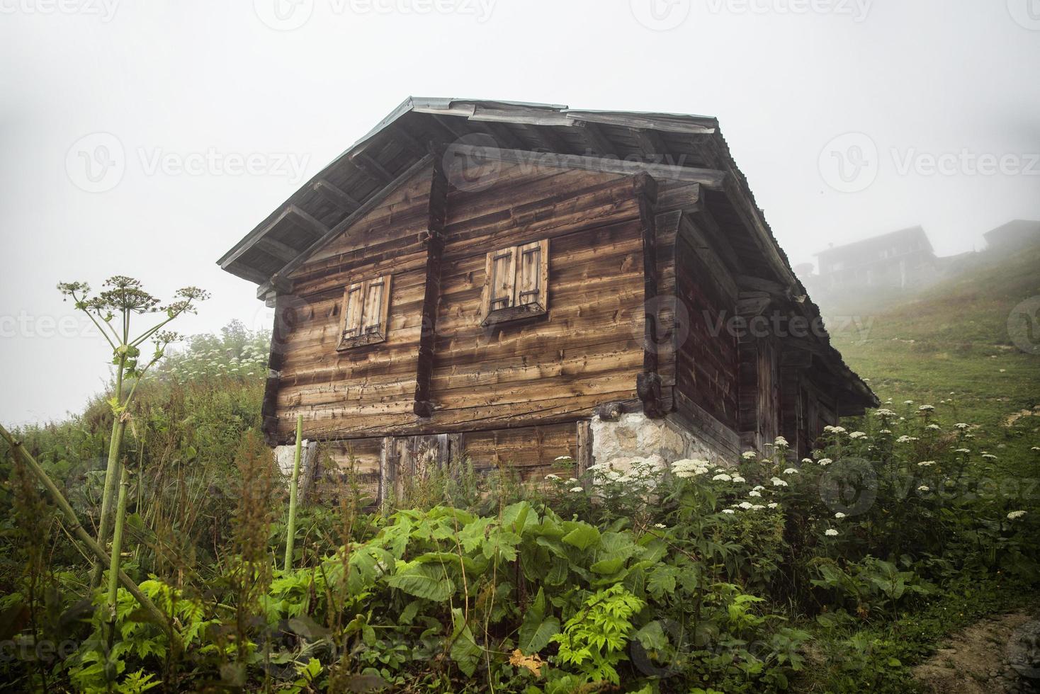 Hochlandheim, Nebel und Grün, Rize - Türkei foto