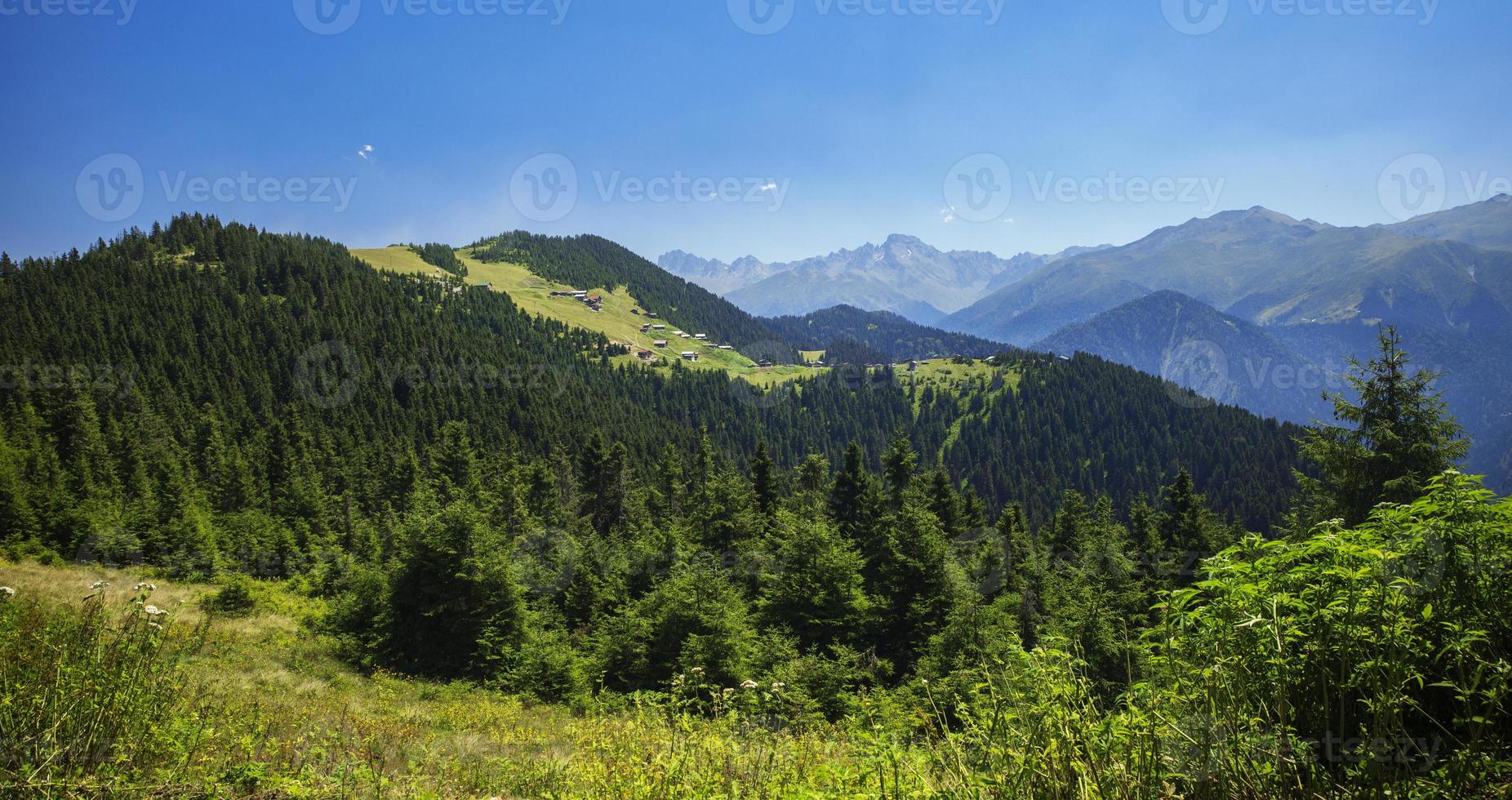 Truthahn, Rize, Pokut-Plateau, historische Plateauhäuser und Naturblick foto