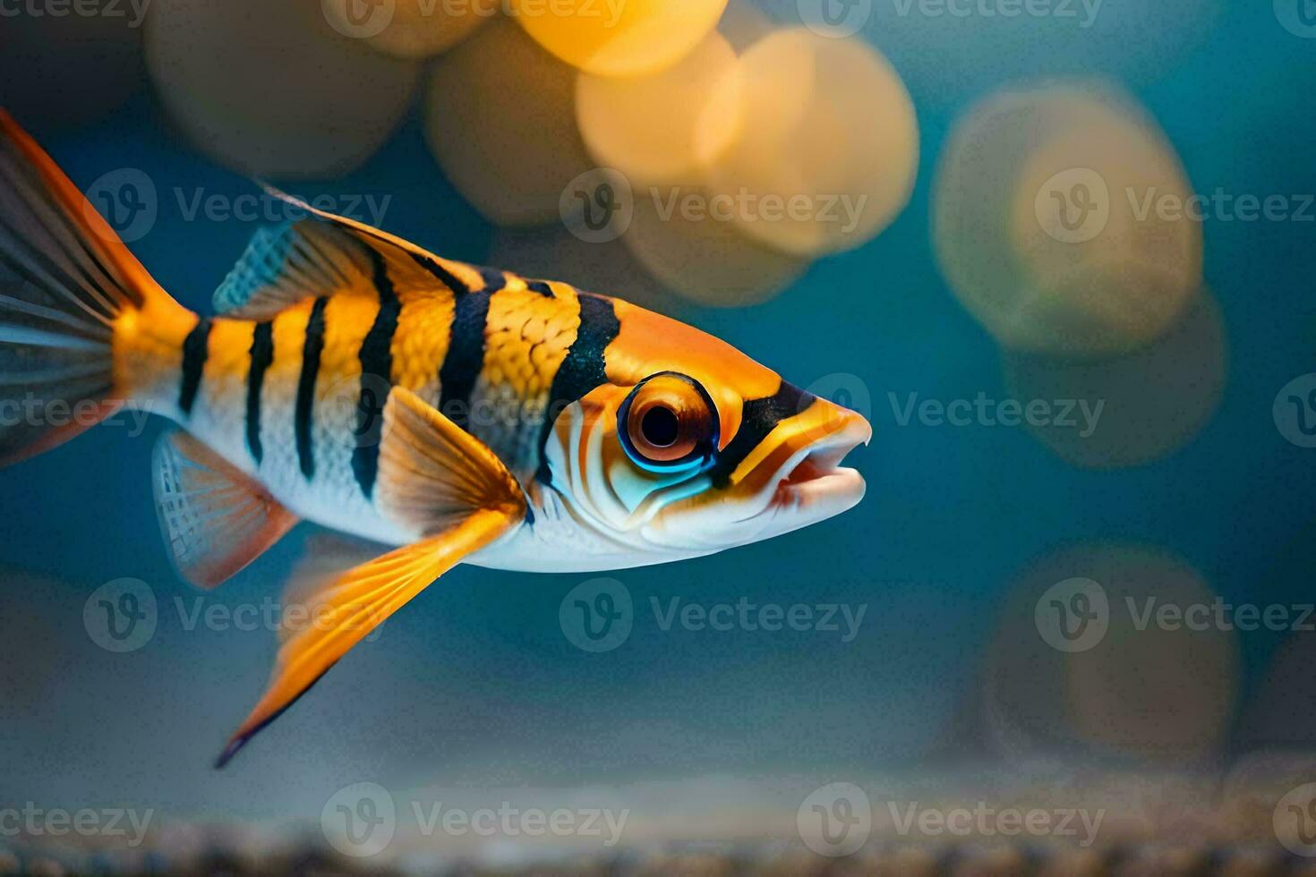 ein Fisch mit ein Gelb und schwarz Streifen. KI-generiert foto