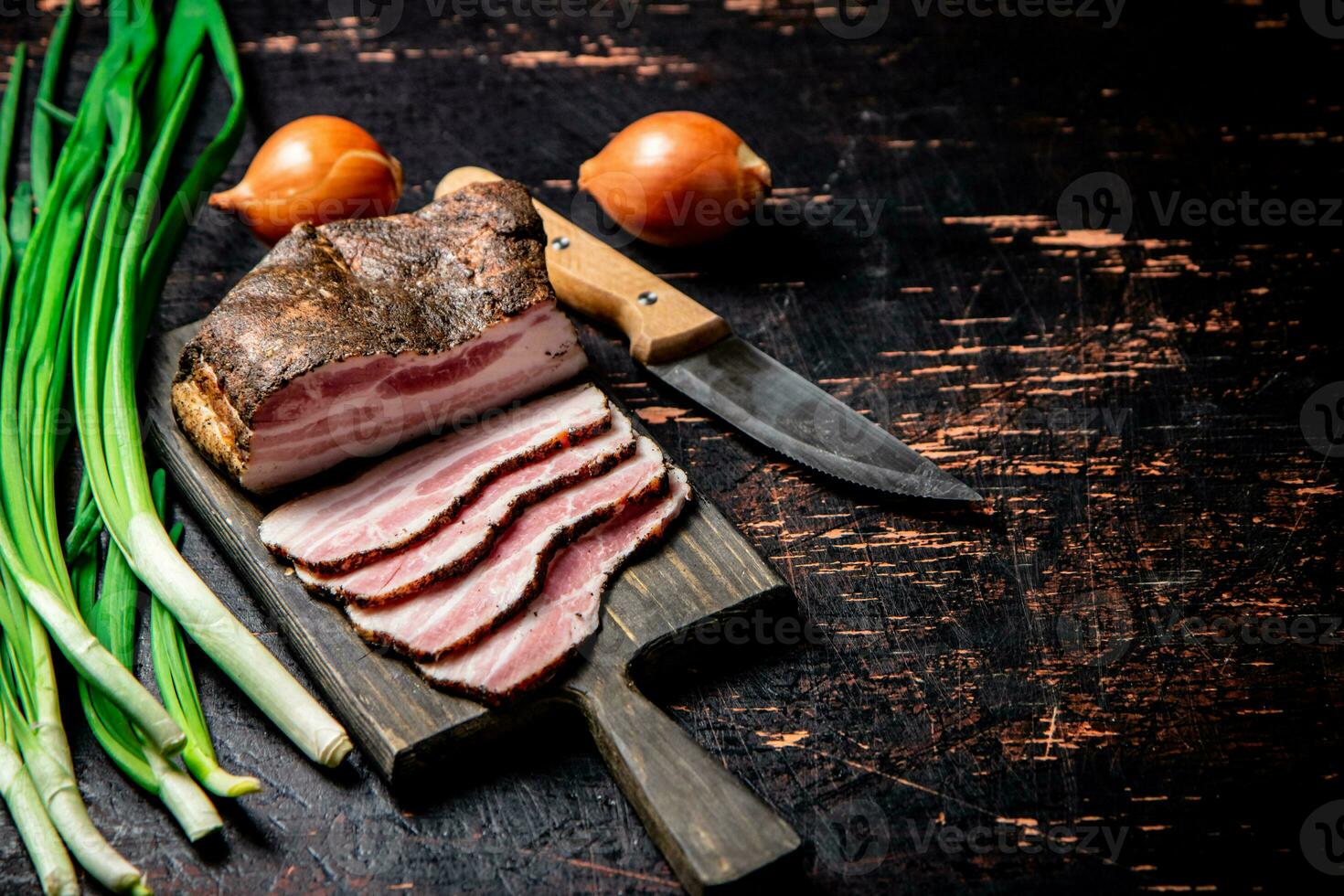 gehackt Schweinefleisch Schmalz mit Grün Zwiebel. foto