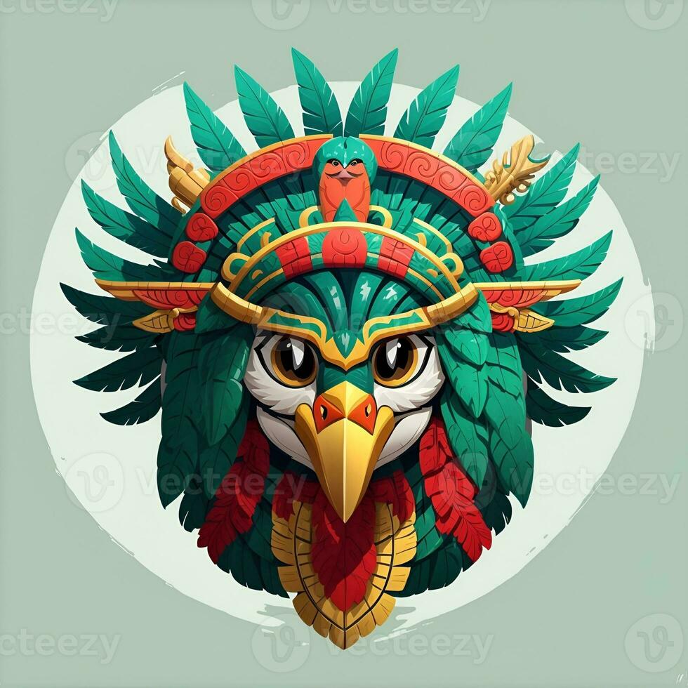 Falke quetzalcoatl Kopf, symmetrisch, eben Symbol Design, ai generiert foto