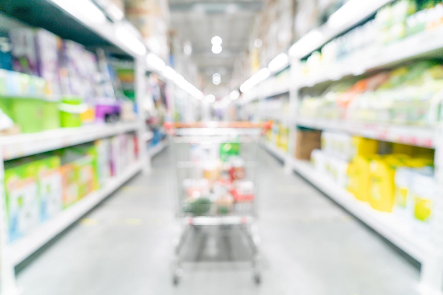 abstrakte Unschärfe und defokussierter Supermarkt für den Hintergrund foto