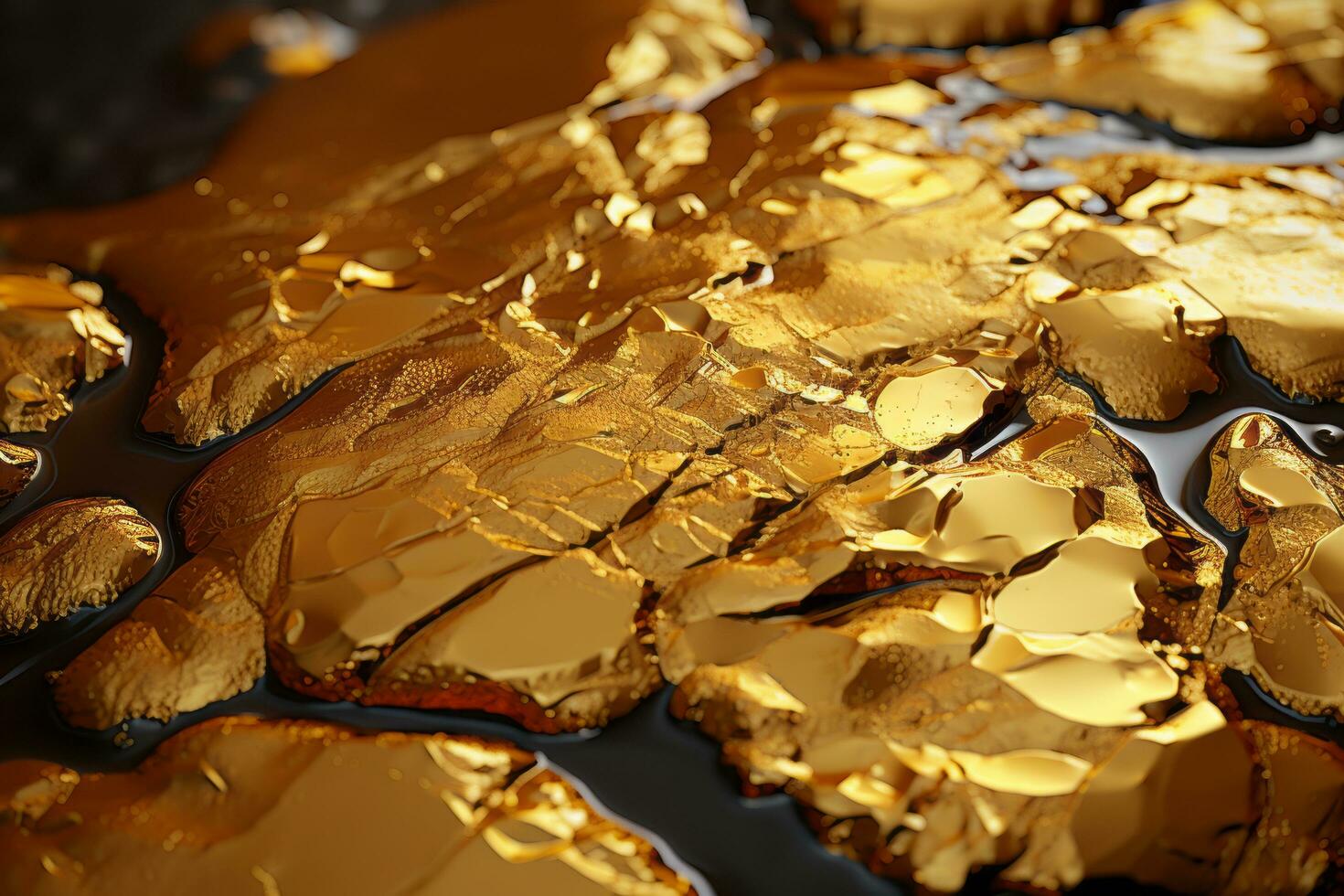 3d Rendern von ein Gold Nugget auf ein schwarz Hintergrund generativ ai foto