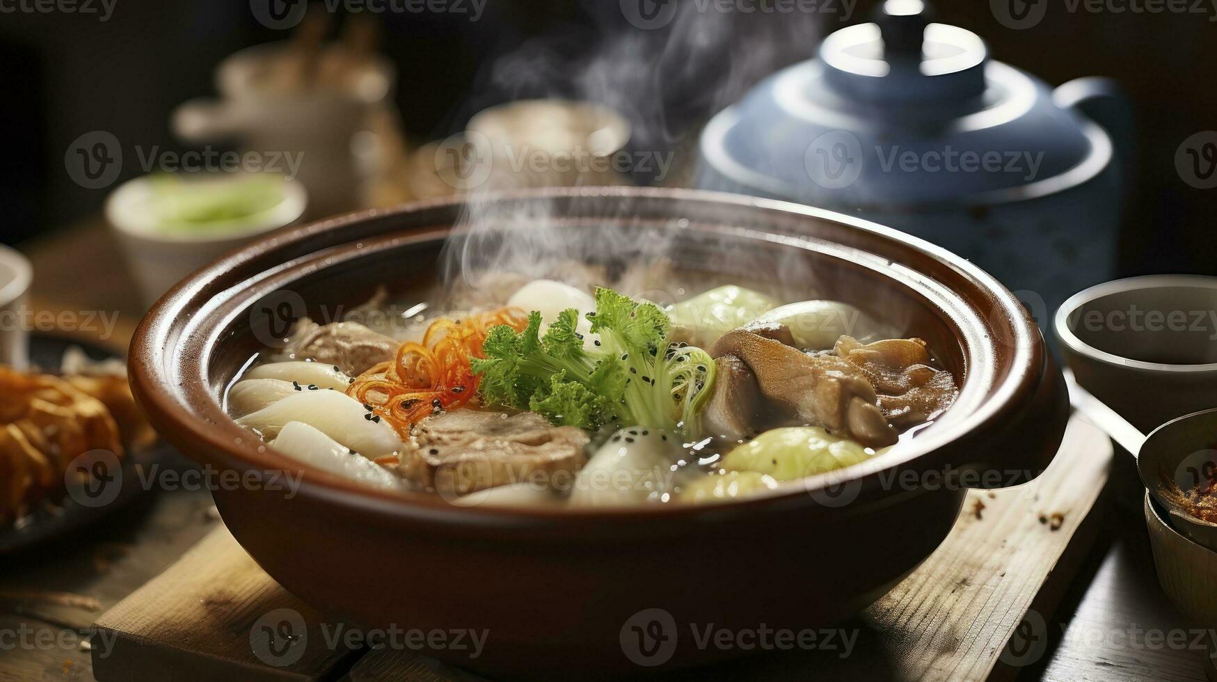 kulturell kulinarisch Schatz. das japanisch Kochen Topf. generativ ai foto