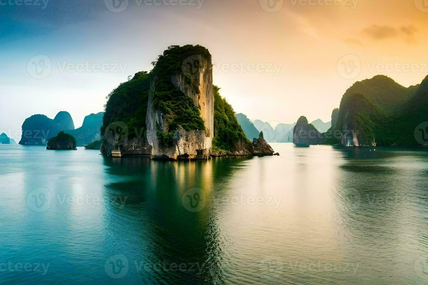 das schön Landschaft von Halong Bucht. KI-generiert foto