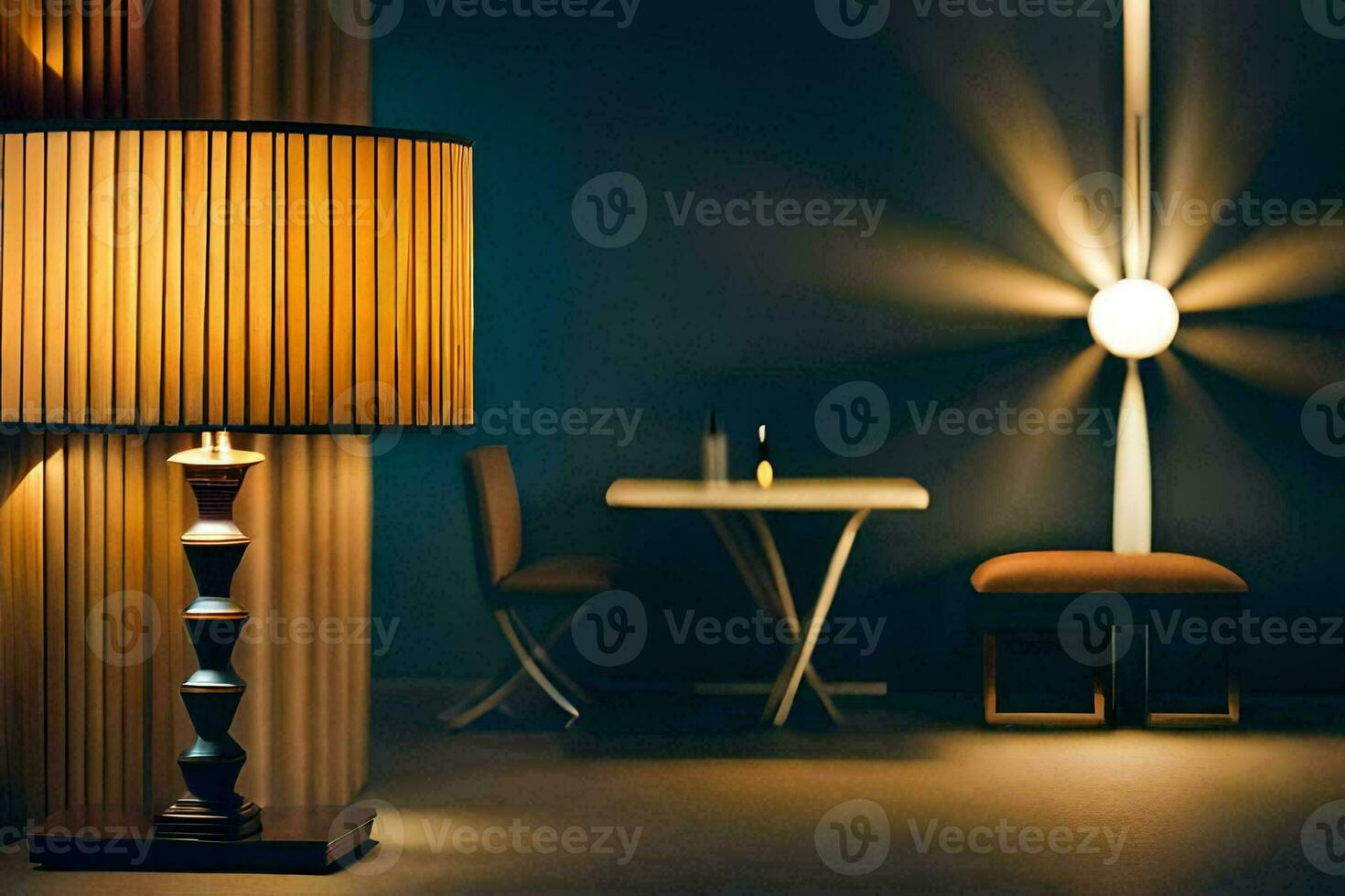 ein Licht Birne ist gezeigt im ein schwach zündete Zimmer. KI-generiert  32306295 Stock-Photo bei Vecteezy