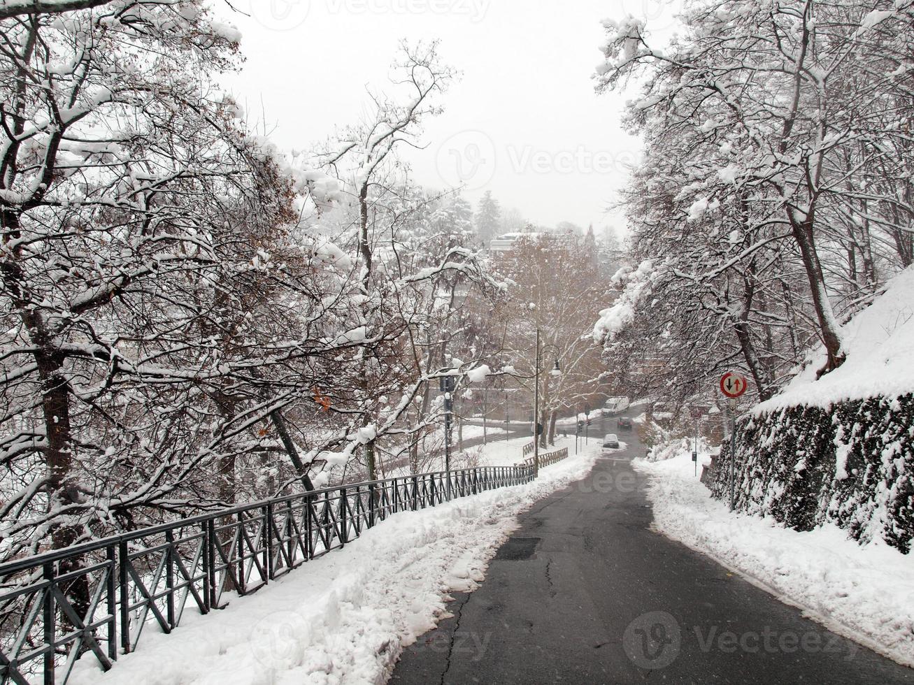 Turin-Ansicht unter Schnee foto