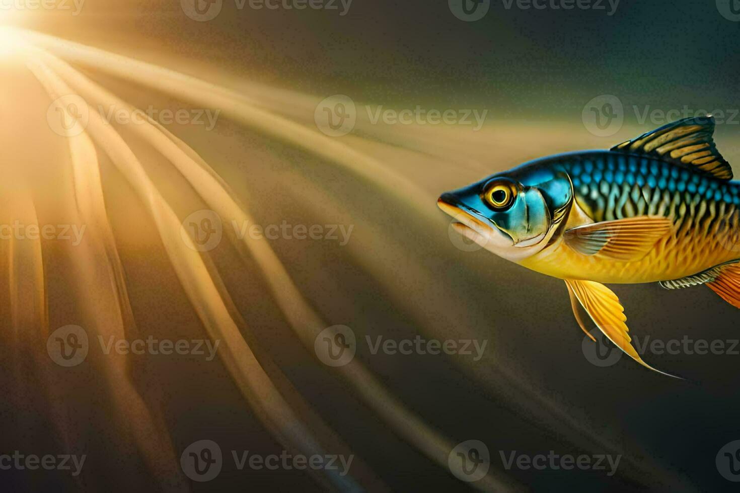 Fisch im das Sonne. KI-generiert foto