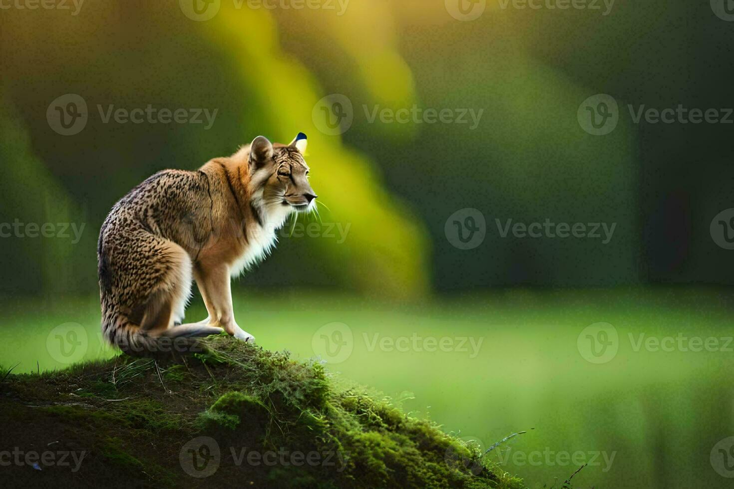 Foto Hintergrund das Wald, Natur, das Sonne, das Gras, das Tier, das Wolf,. KI-generiert