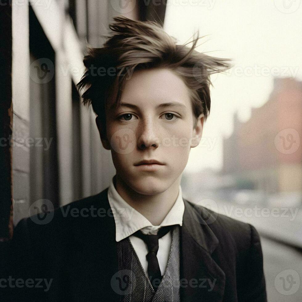 generativ ai Porträt Arthur Rimbaud wie ein modern Teen foto