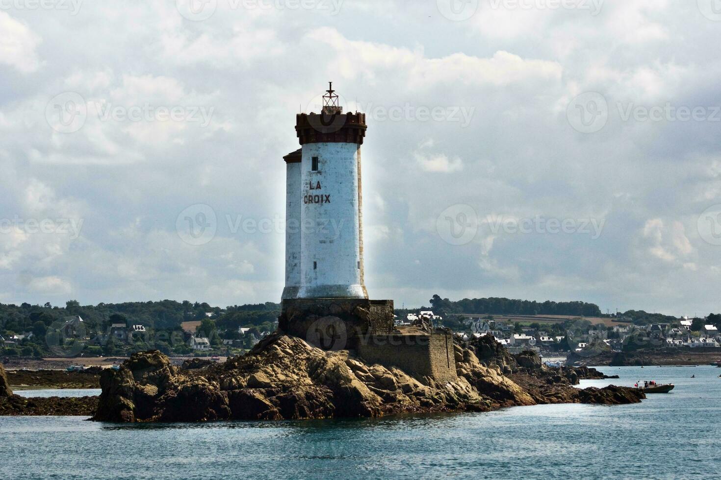 Bretonisch Semaphor und Leuchtturm auf brehat Insel foto