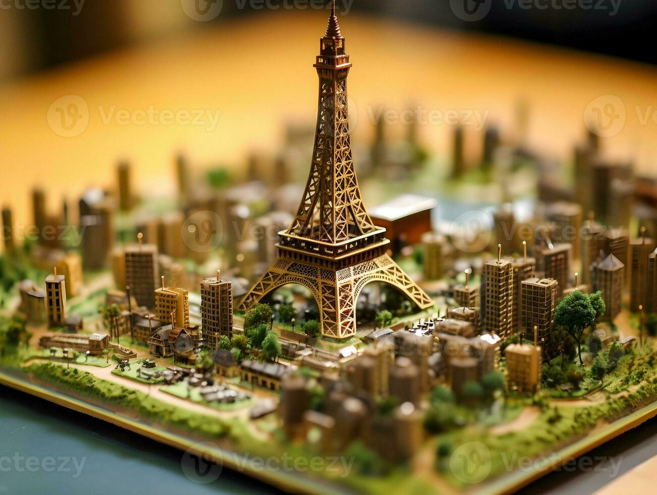 ai generiert Miniatur Paris auf ein Hauptplatine foto