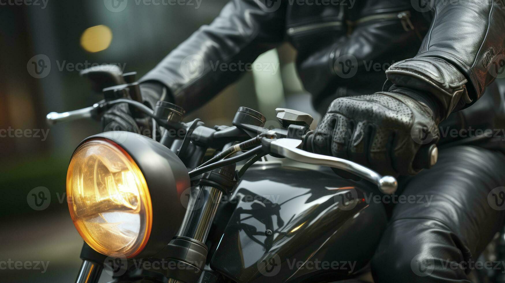 rechter Lenker mit Handbremse des Motorrads