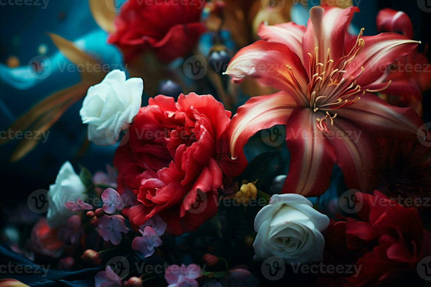 Sommer- Strauß Blumen- Schönheit Blumen bunt Hintergrund rot frisch Natur blühen foto