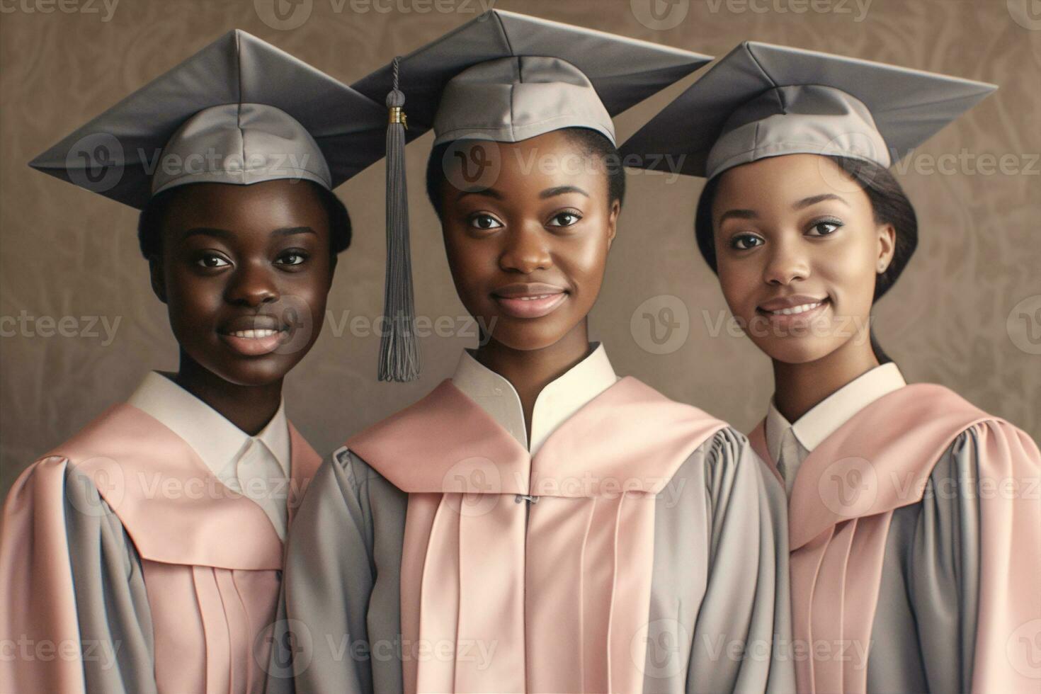 Frauen Absolvent Universität Schule schwarz Schüler Erfolg amerikanisch Bildung afrikanisch Menschen Diplom hoch. generativ ai. foto