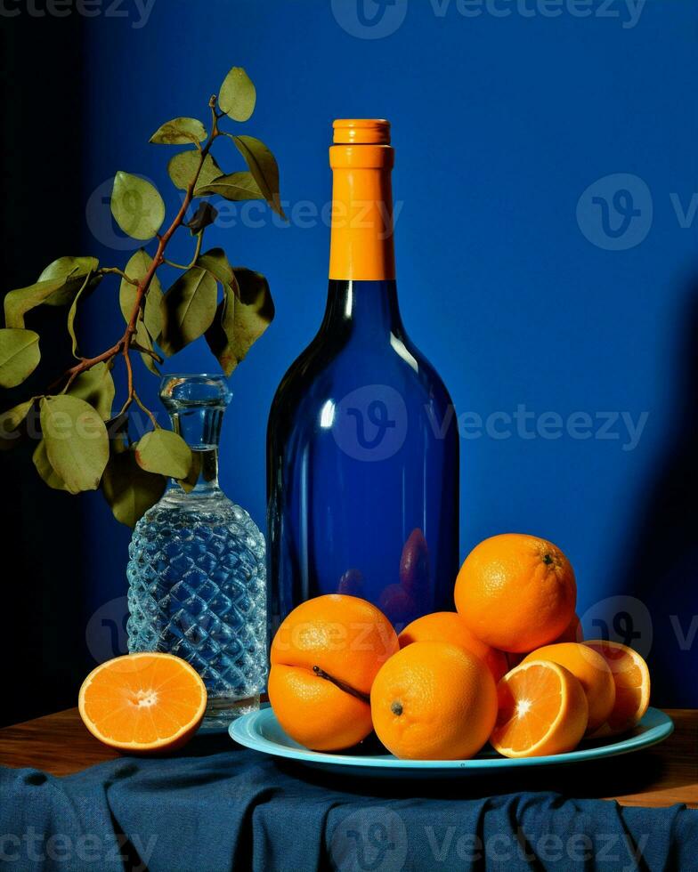 trinken Blau Essen Flasche Ranke Trauben Alkohol Gruppe Wein Orange Jahrgang foto