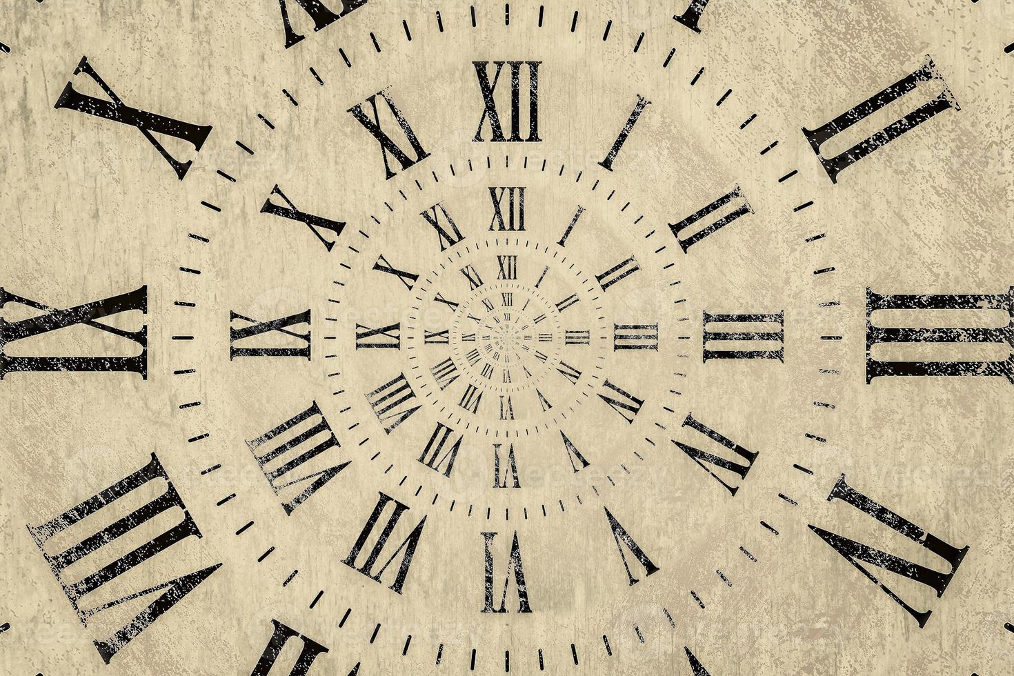 Droste-Effekt-Hintergrund mit unendlicher Uhrspirale. foto