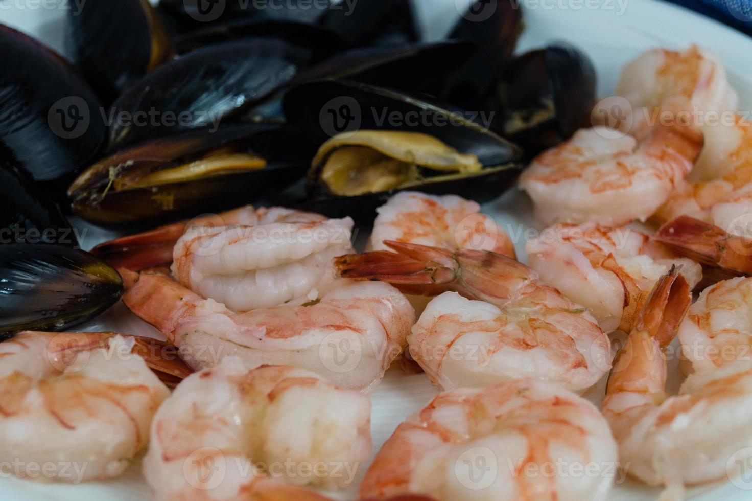 Muscheln und Garnelen geliebte Meeresfrüchte foto