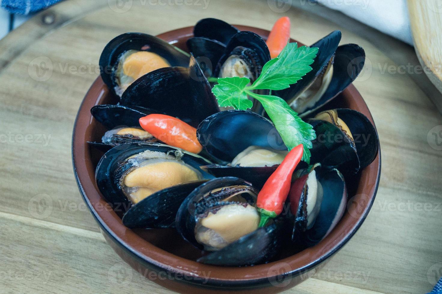 Muscheln und Garnelen geliebte Meeresfrüchte foto