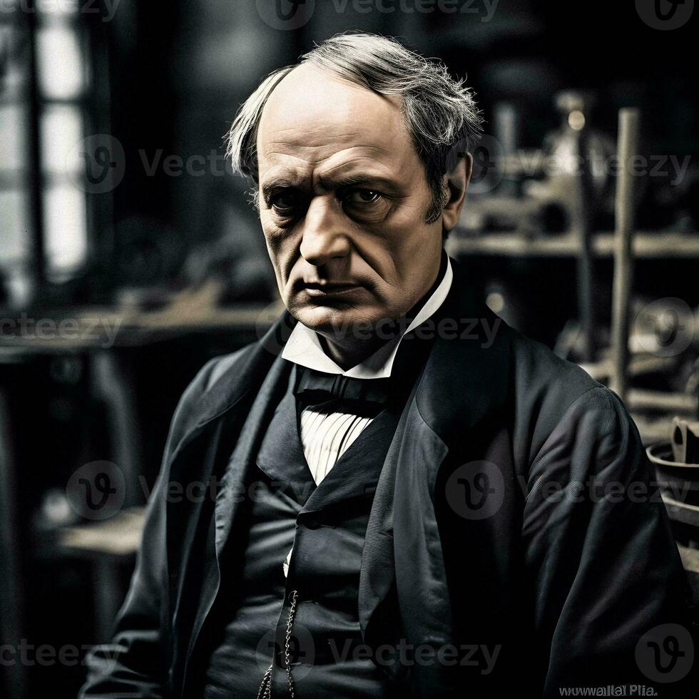 zeitgenössisch Porträt von Charles Baudelaire generativ ai foto
