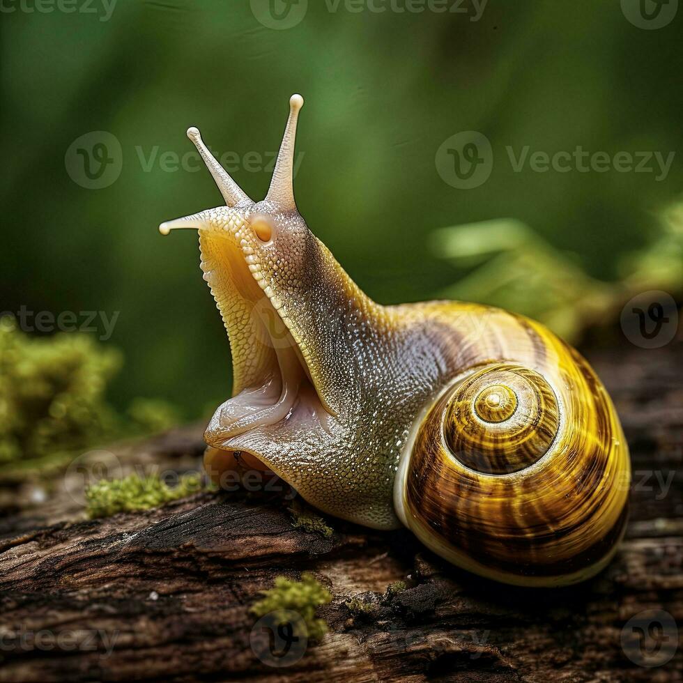 ein Gähnen Schnecke generativ ai foto