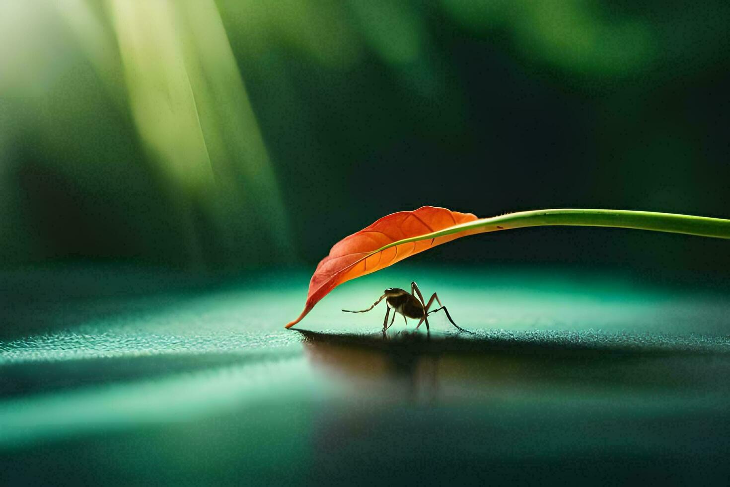 ein Fehler kriechen auf ein Blatt. KI-generiert foto