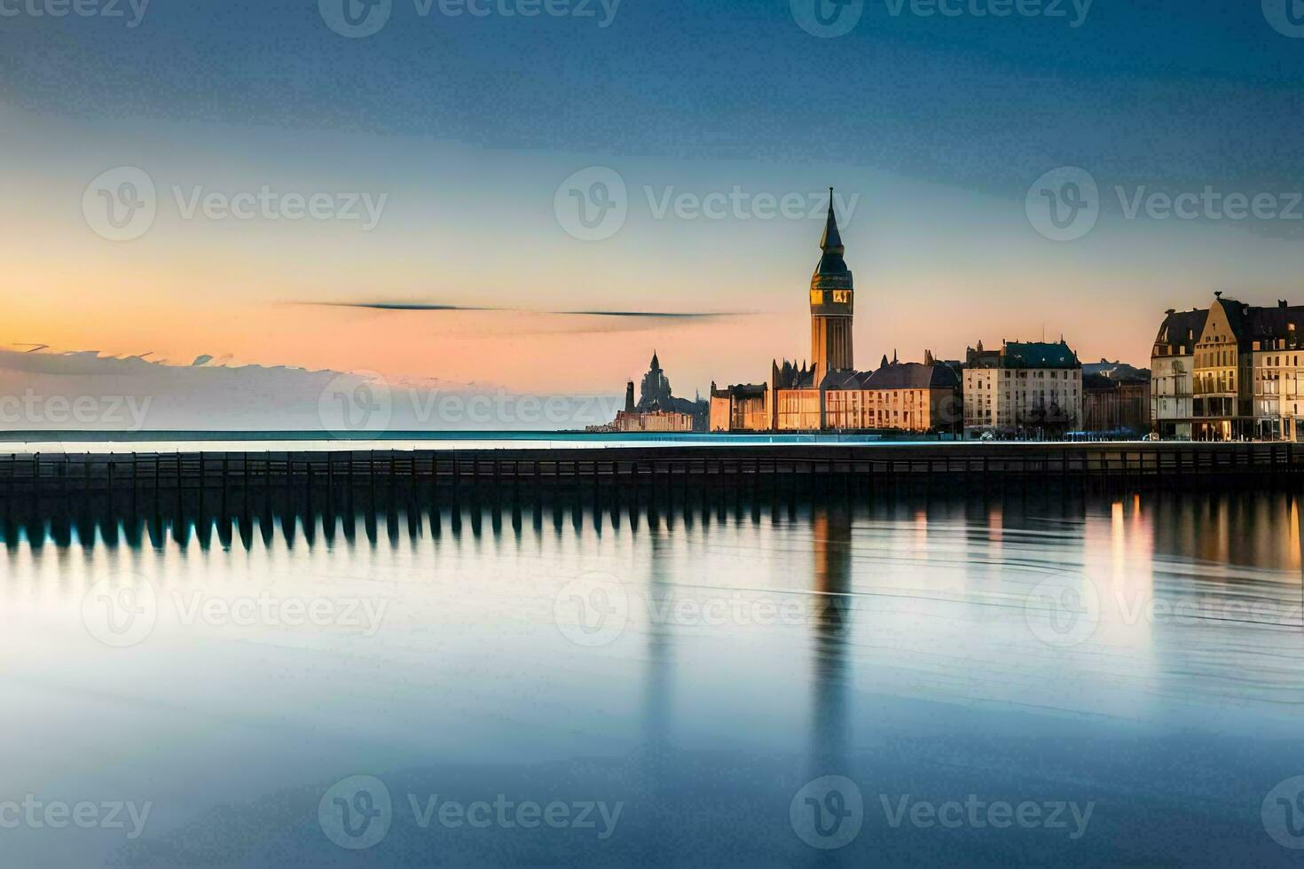 das Stadt von Kopenhagen, Dänemark, beim Sonnenuntergang. KI-generiert foto