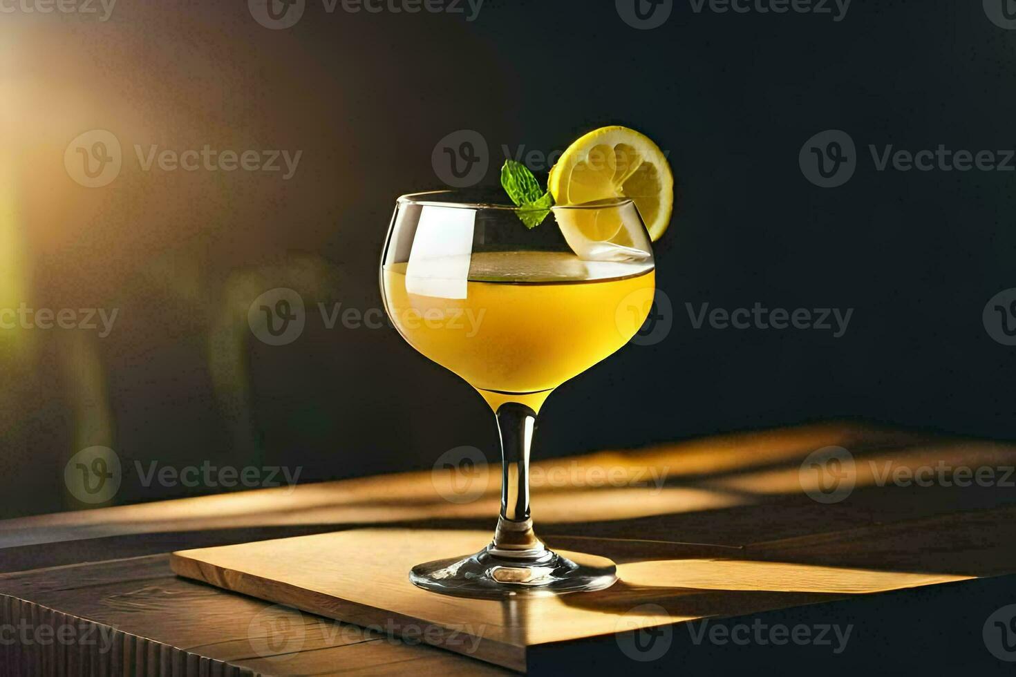 ein Glas von Limonade mit ein Scheibe von Zitrone. KI-generiert foto
