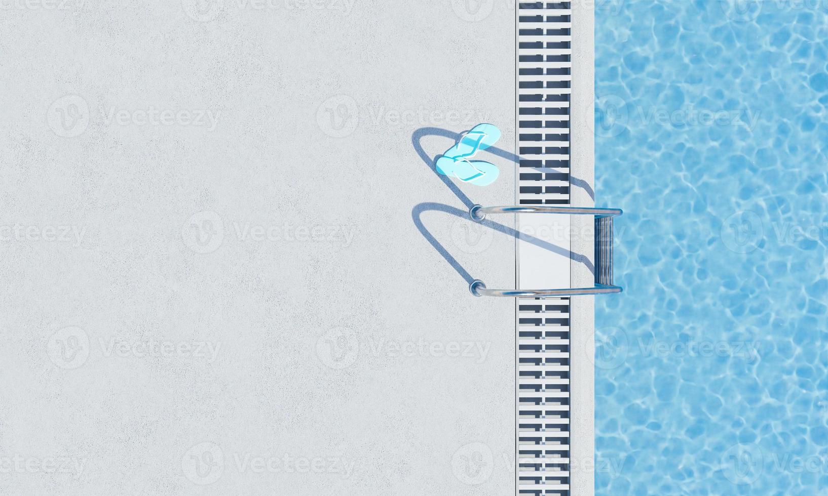 Draufsicht auf ein Schwimmbad mit Treppe foto