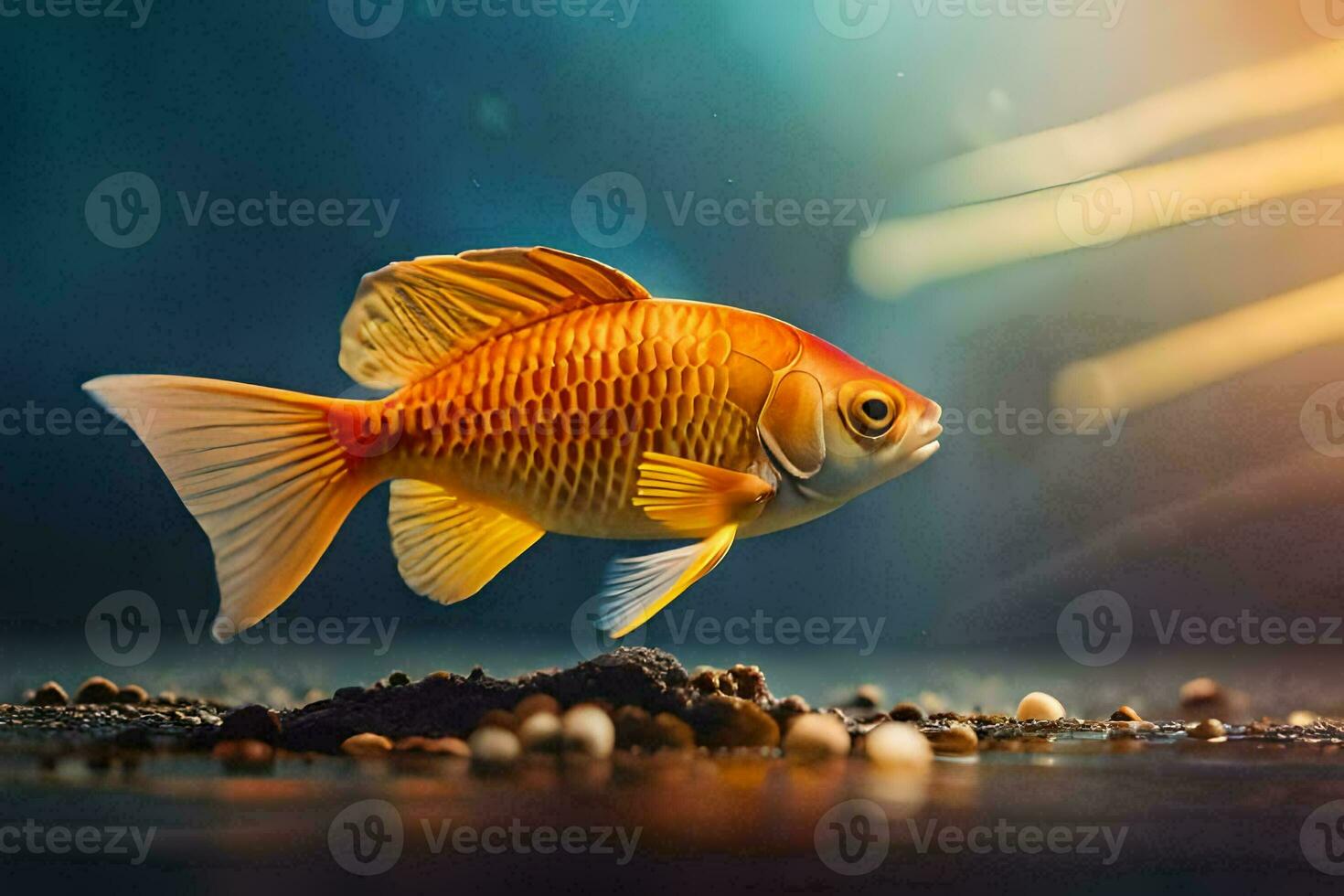 Goldfisch im das Aquarium. KI-generiert foto