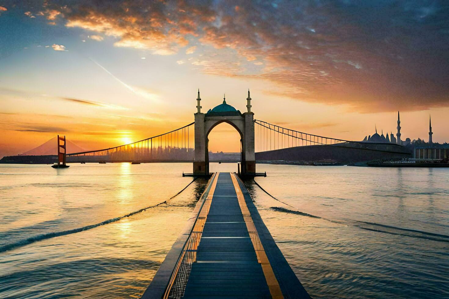 das golden Tor Brücke im Istanbul, Truthahn. KI-generiert foto