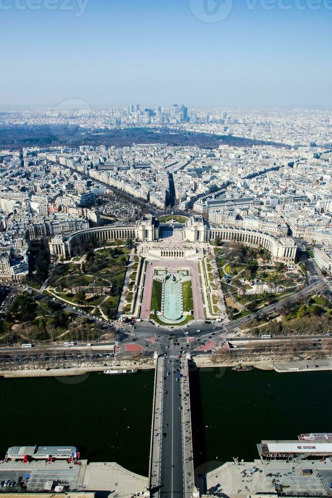Panorama- Aussicht von Tracodeo von das Eiffel Turm Paris, Frankreich foto